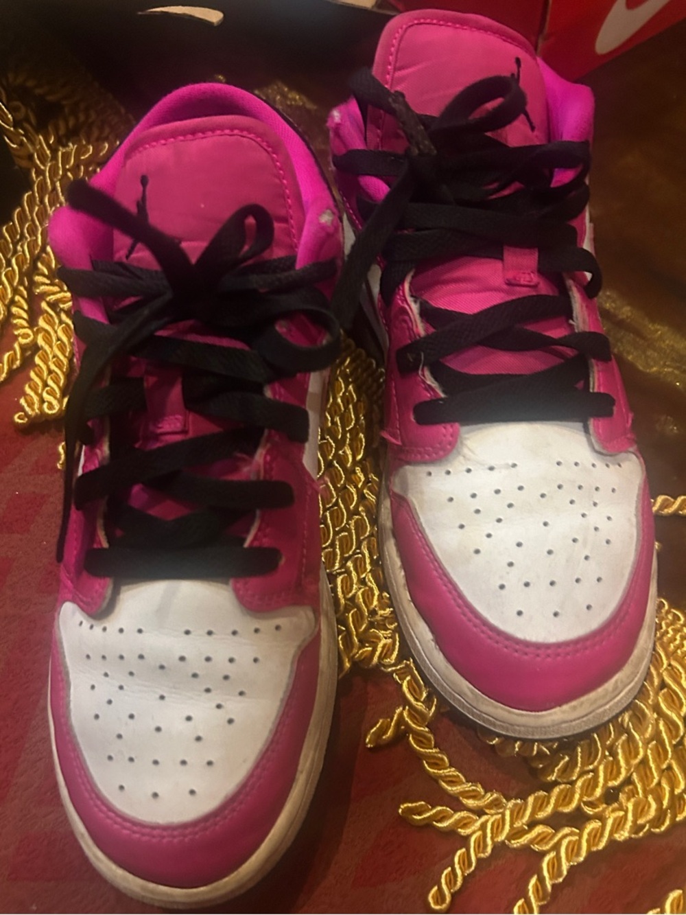 Nike Pink and White Low-Top Sneakers with Black Laces